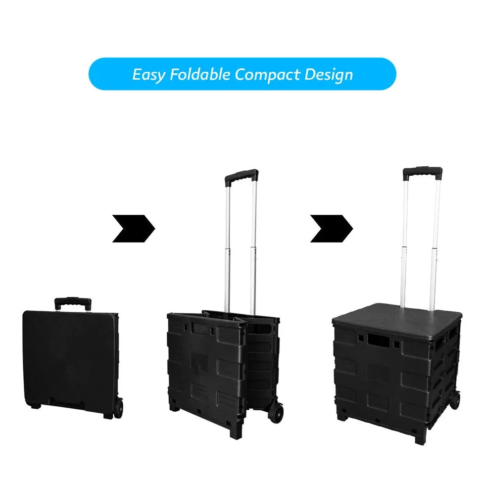 Foldable Shopping Trolley with Adjustable Handle