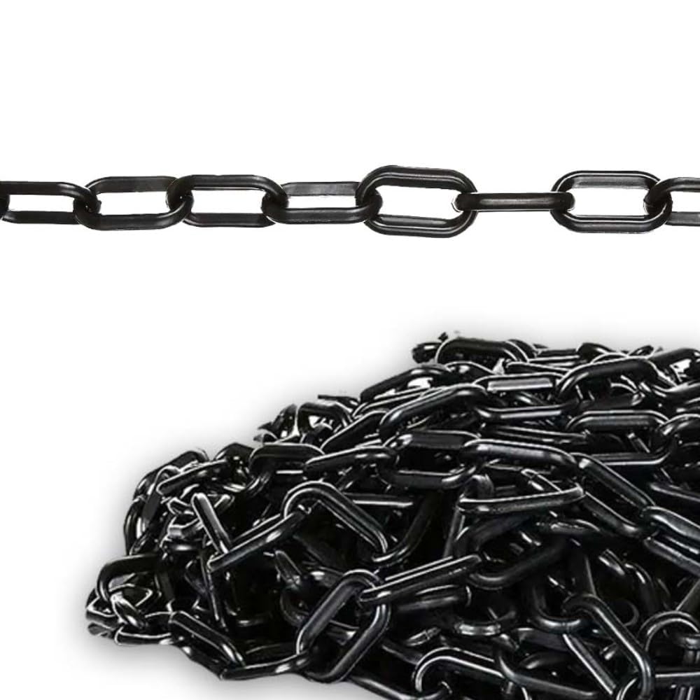 6MM Plastic Chain - Black │ 3Meter Plastic Barrier Chain with Hooks