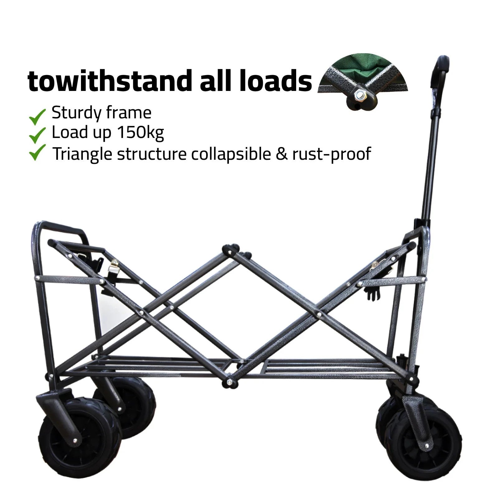 80 kg compact folding outdoor garden trolley green Sturdyframe