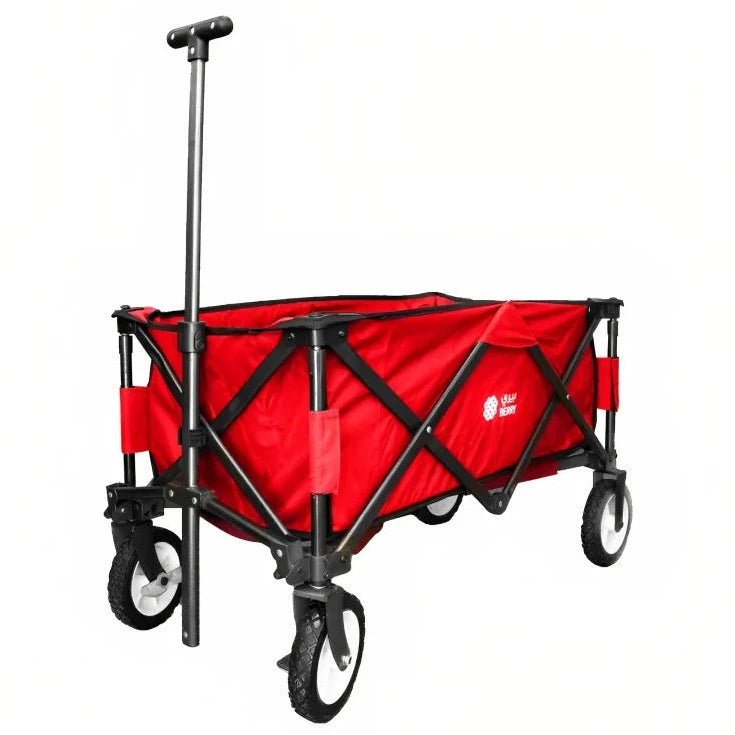 Chariot de jardin pliable compact de 80 kg avec housse - Rouge