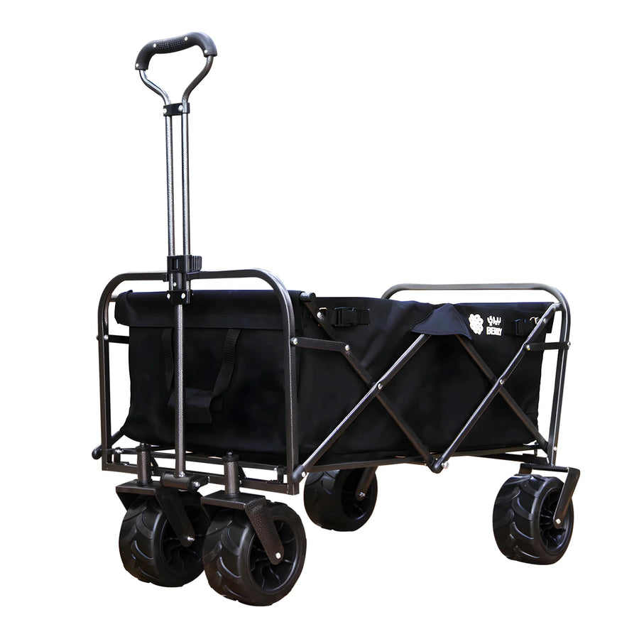 Chariot de jardin pliable | Chariot d'extérieur 80 kg avec roues robustes - Noir