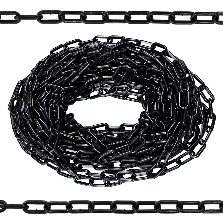 Chaîne en plastique de 6 mm — Noire | Barrière de 3 m avec crochets