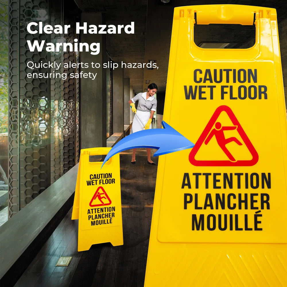 Set of 3 Two Side Foldable Caution Wet Floor Sign