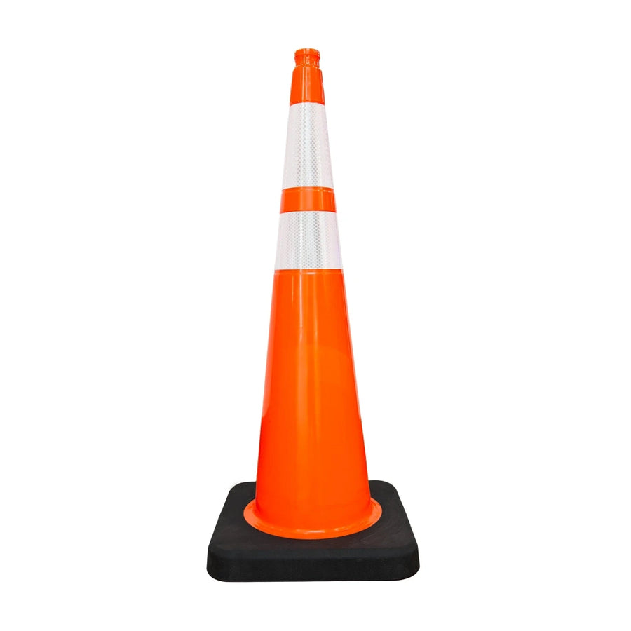 Cône de signalisation en PVC de 28 po — 7 lb, 2 bandes réfléchissantes