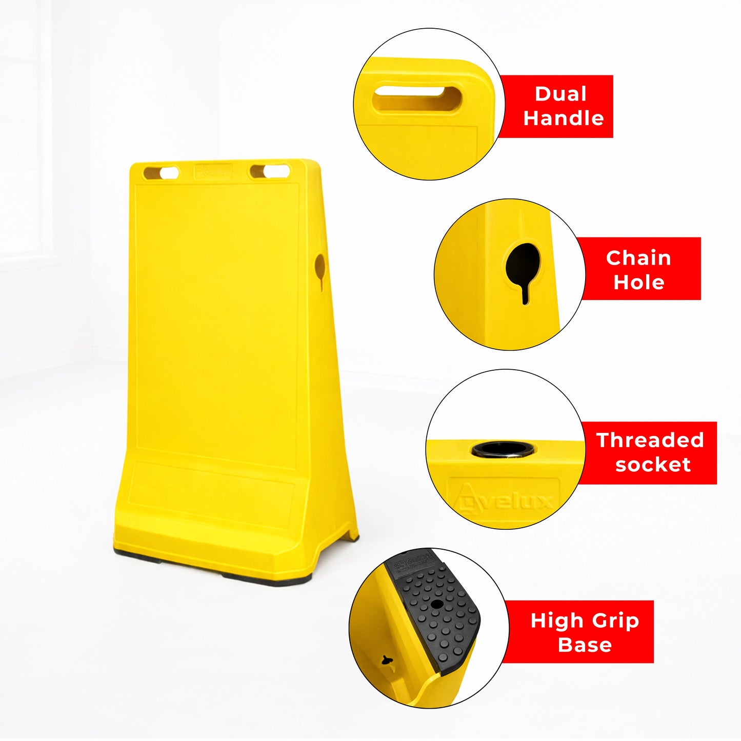 Pavement Sign Road Barrier 90×50CM - Yellow | Portable Barrier with Advertising Barges