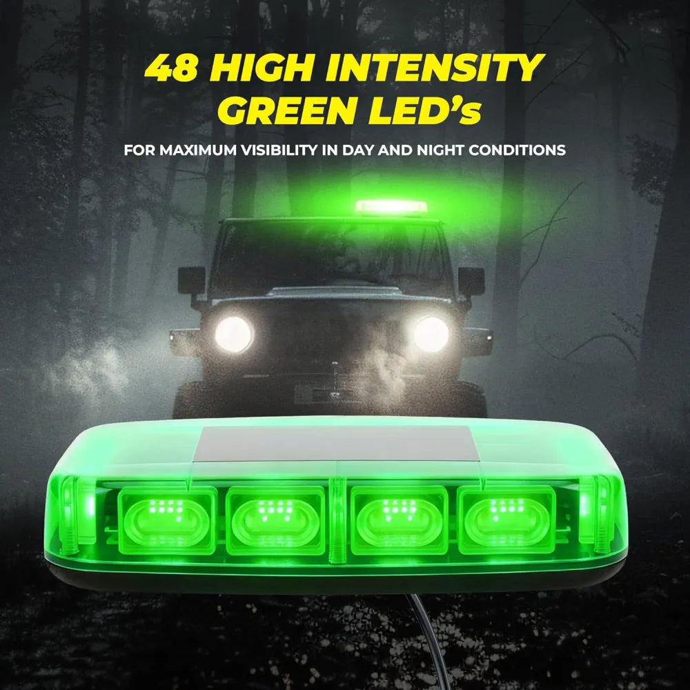 Green LED light bar with high intensity and visibility