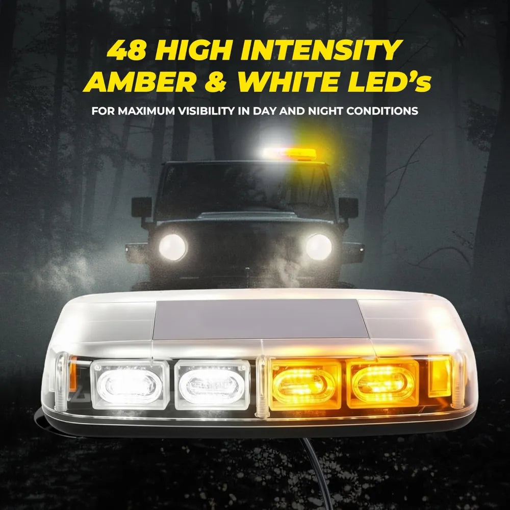 Car light bar with amber and white LEDs
