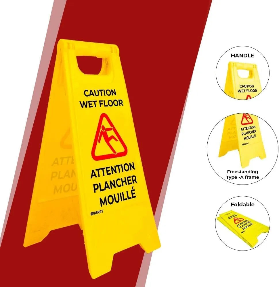 Double Side Yellow Caution Floor Sign