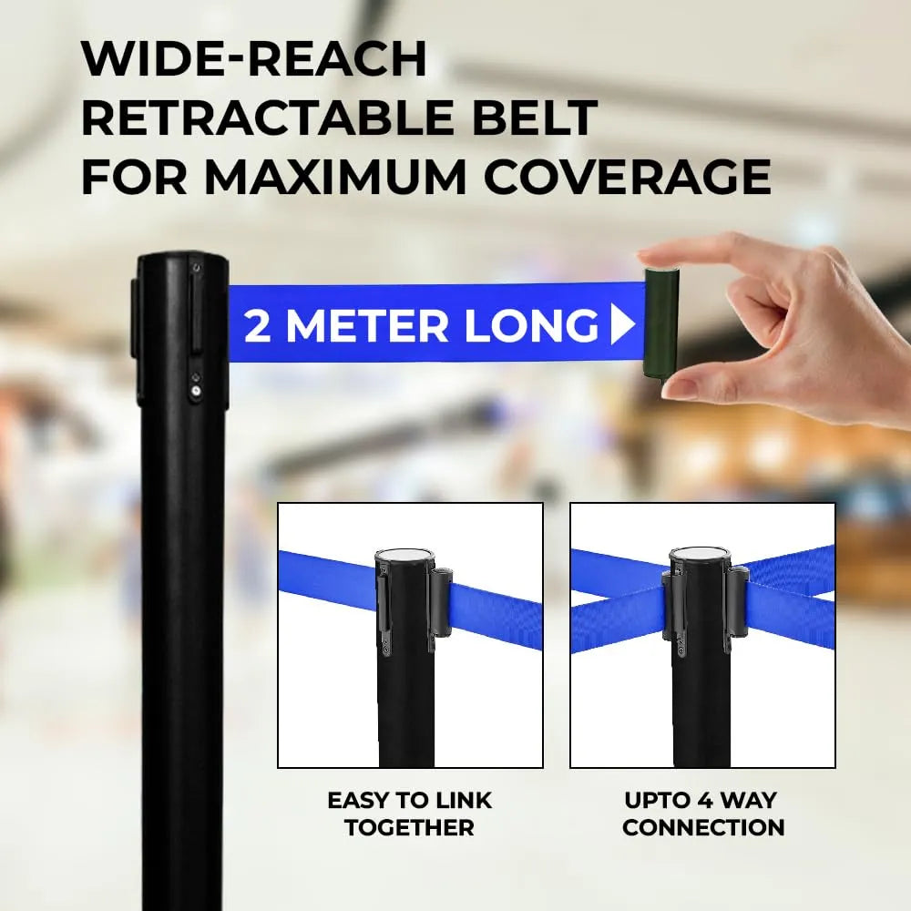 Blue Crowd Control Post Barrier