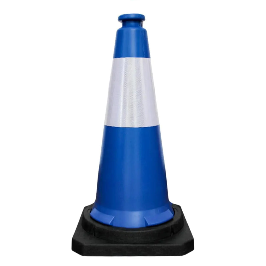 Cône de sécurité routière bleu réfléchissant de 75 cm (30 po) avec base lestée