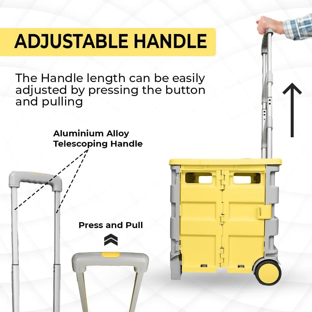 Shopping trolley with adjustable handle