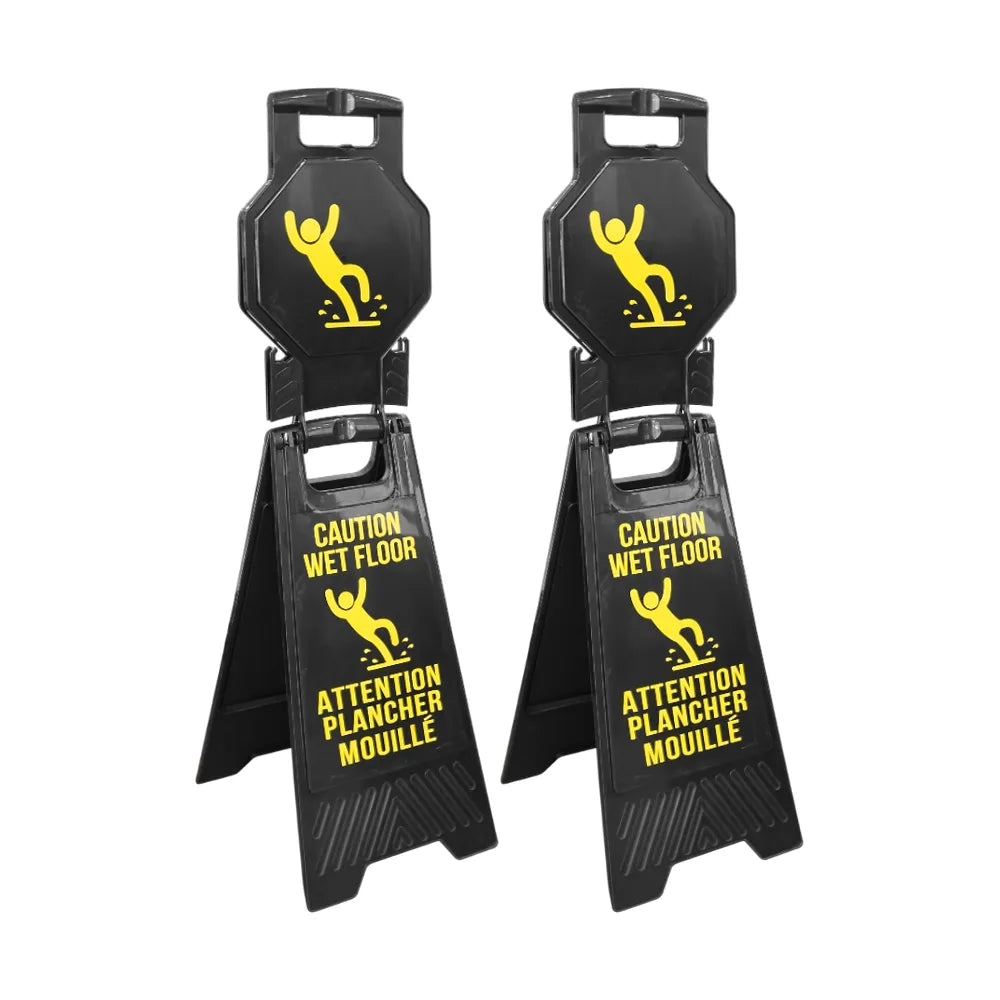 2Pcs Caution Floor Signs Black