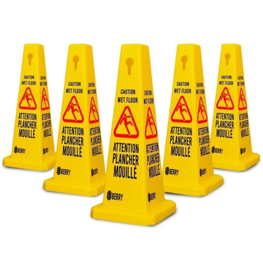 yellow caution wet floor safety cone
