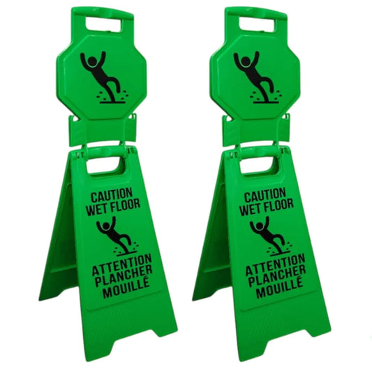 2pcs Caution Wet Floor Green