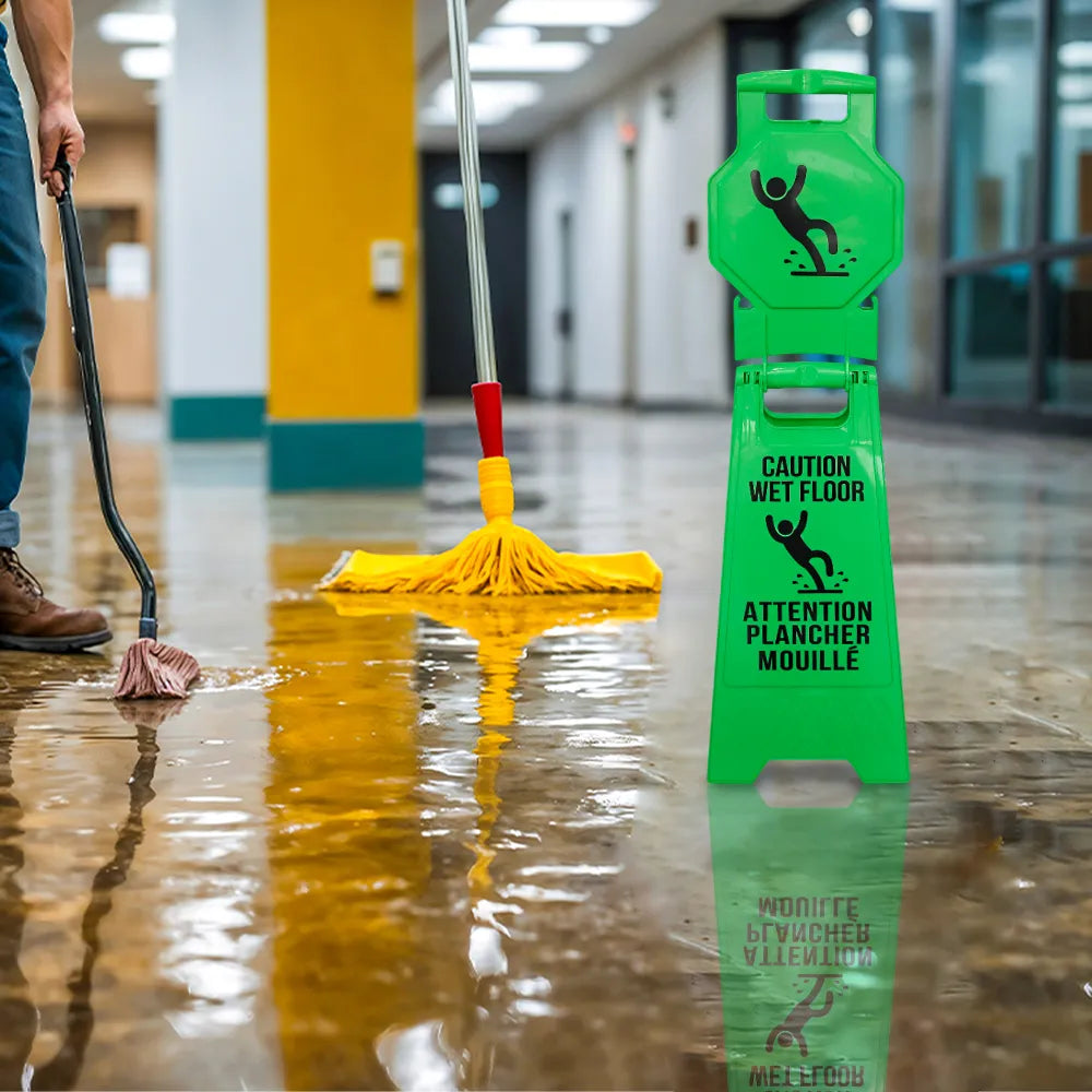 Caution Wet Floor Warning Sign Green
