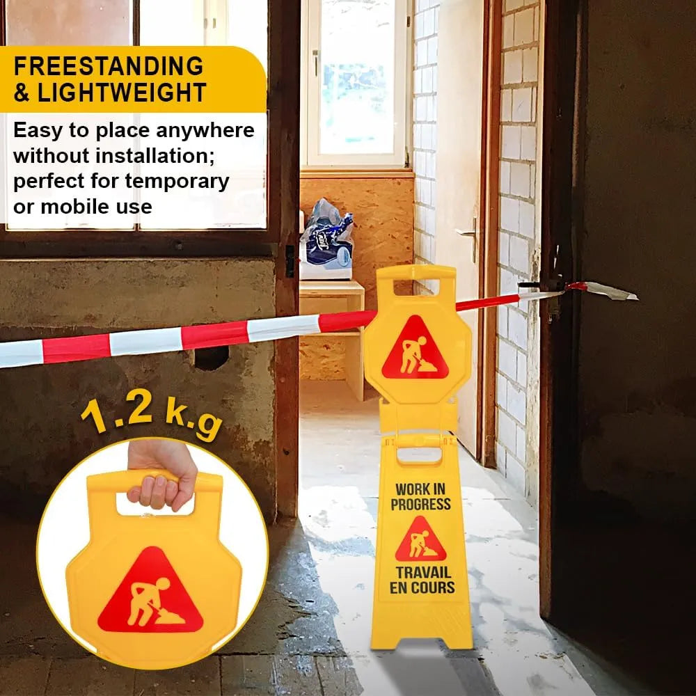 Freestanding Double Side Caution Work in Progress Sign