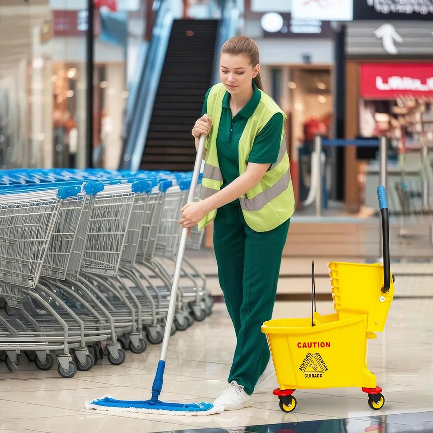 Commercial Cleaning Cart Yellow
