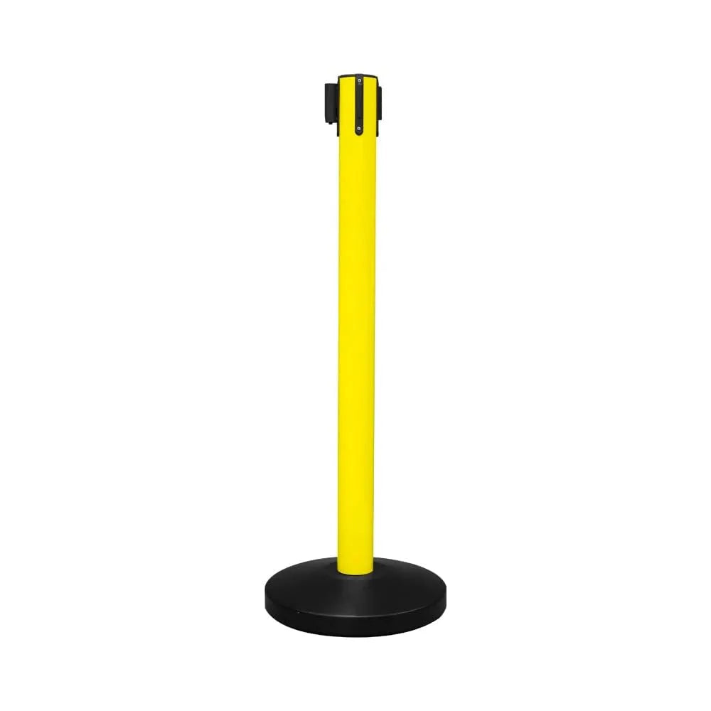 Yellow Stanchion Post with 2M Retractable Belt Weighted Queue Barrier