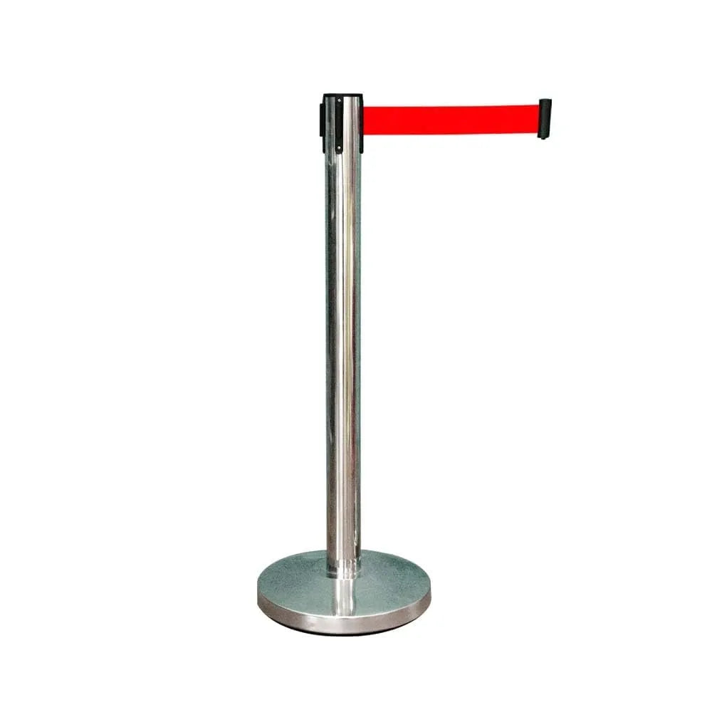 Queue Barrier with 4-Way Connection - 2 Meter Red Belt