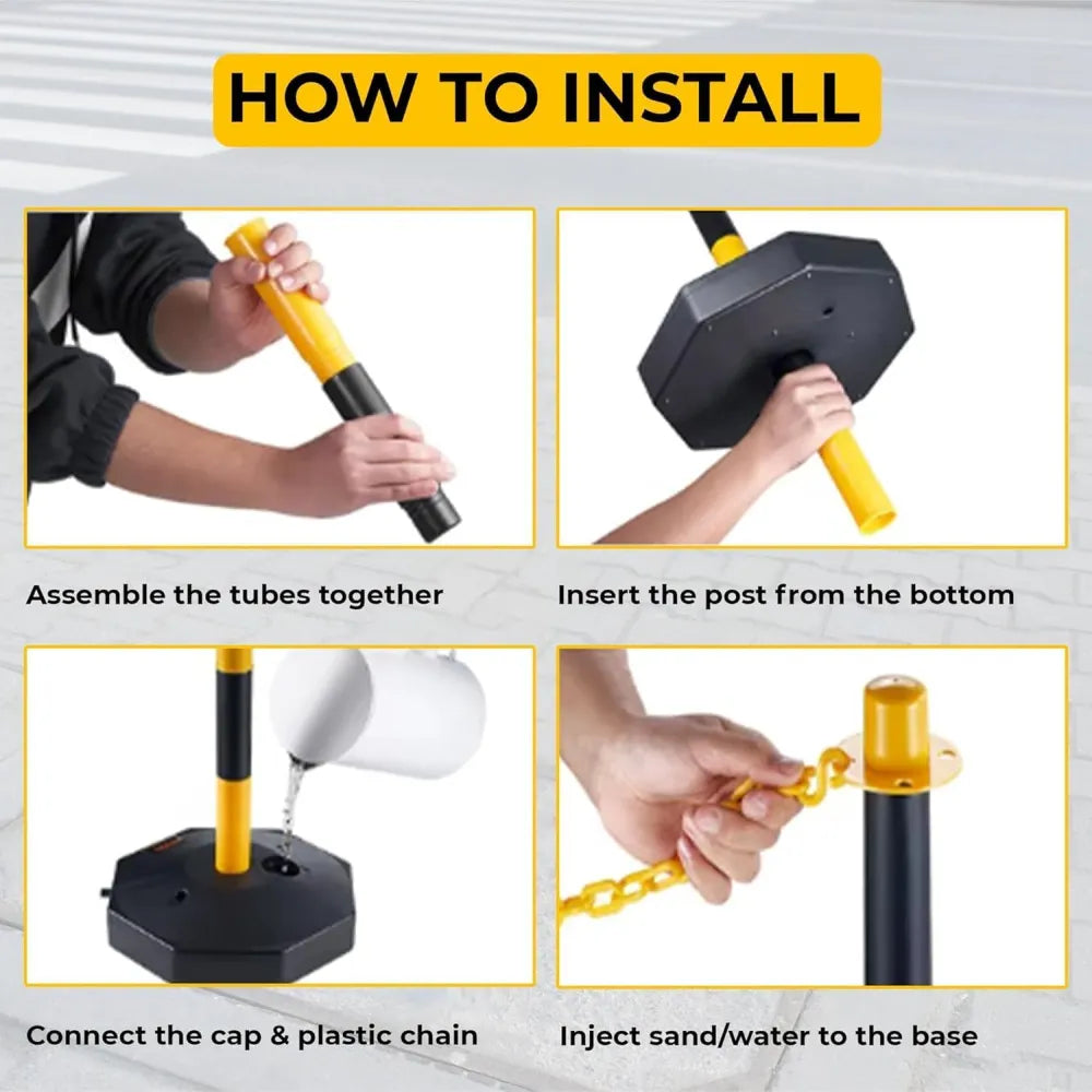 Delineator Post with Base Yellow and Black