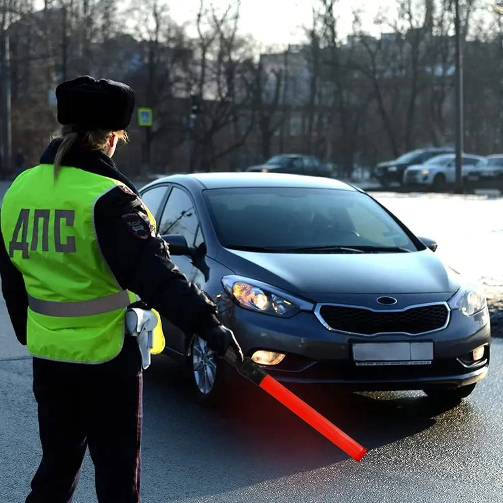 Safety Wand Baton LED Light - Red │ Battery Powered Warning Flashing Light