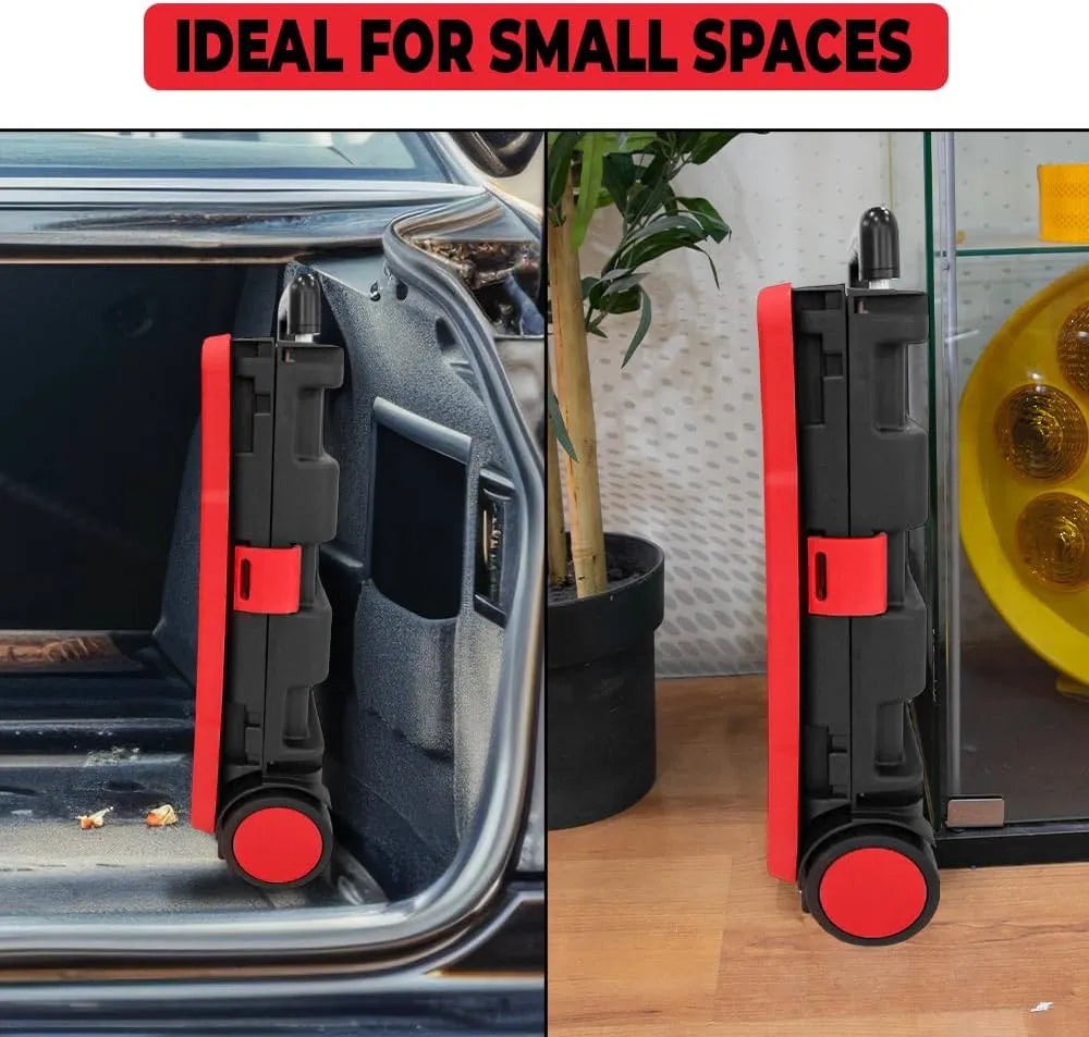Foldable Plastic Trolley - Red and Black