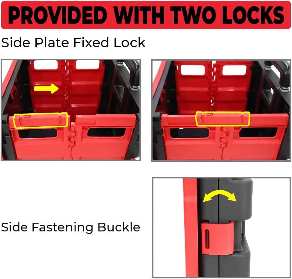 Foldable Plastic Trolley - Red and Black