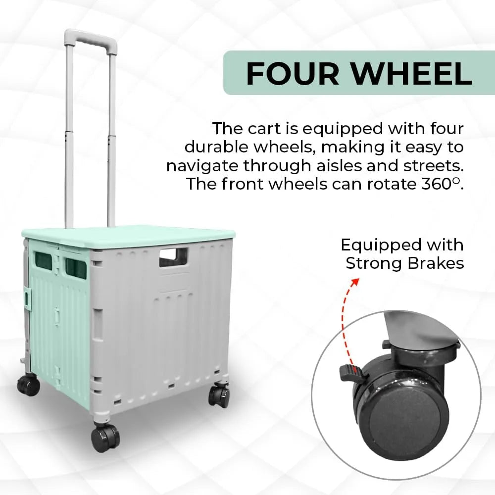 Shopping trolley with wheel brakes
