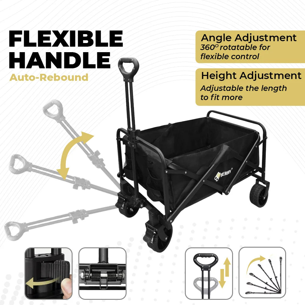 Garden wagon with flexible handle