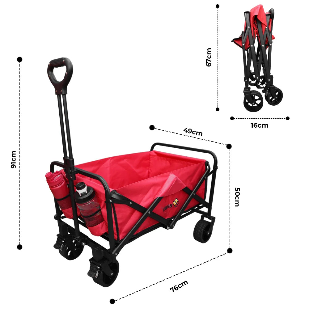 Foldable wagon trolley red