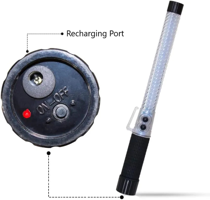 Compact Size Traffic Safety Wand Baton LED Light - Green and Red Color | Rechargeable Battery Safety Baton