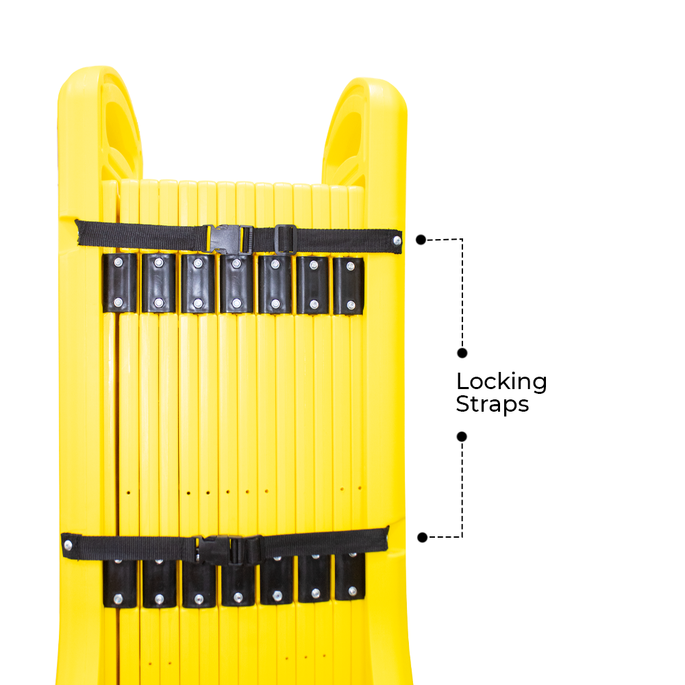 Yellow Expandable Barrier With Locking Straps