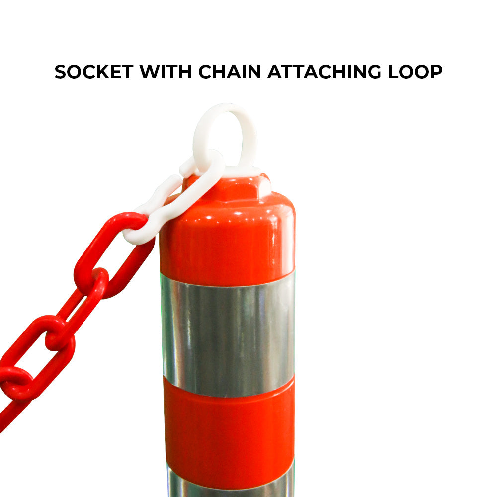 Reflective Flexible Traffic Safety Post With Chain Attachable