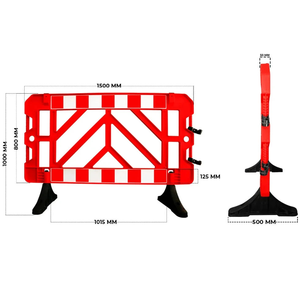 Plastic Safety Barrier - Red dimention