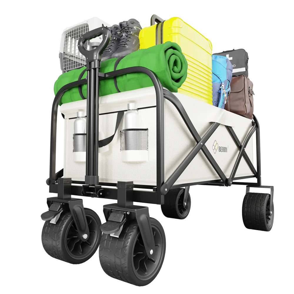 beige multi purpose camping trolley cart for outdoor activities