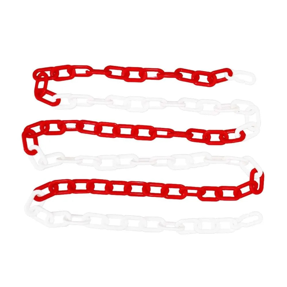 red and white plastic chain barrier