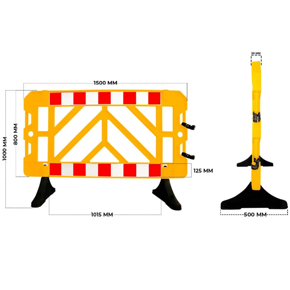Yellow plastic safety barricades
