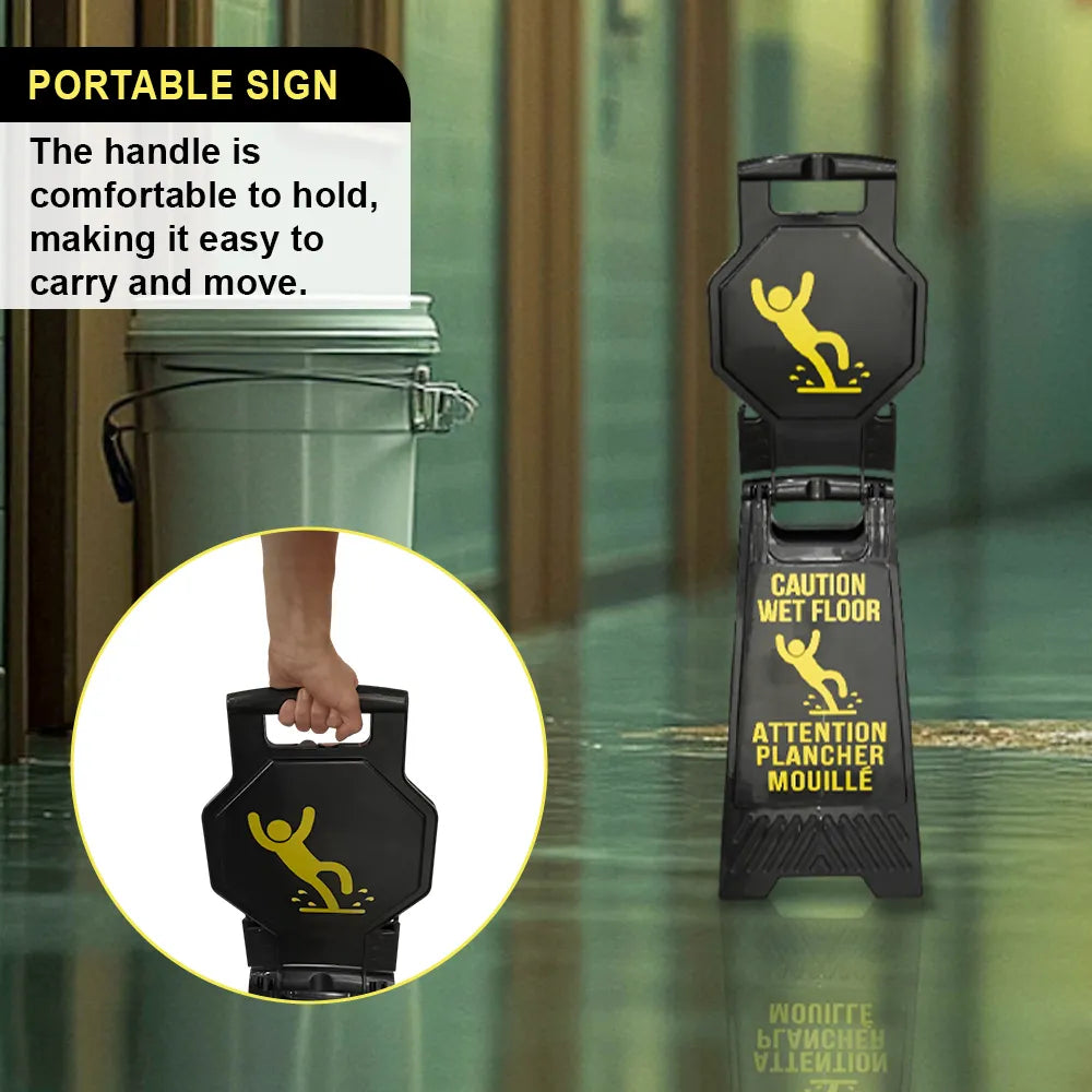 Portable Warning Safety Sign Black