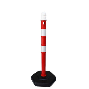 Reflective Channelizer Post - Red | PPC Delineator Post with PP Weighted Base | Flexible Demountable Handle