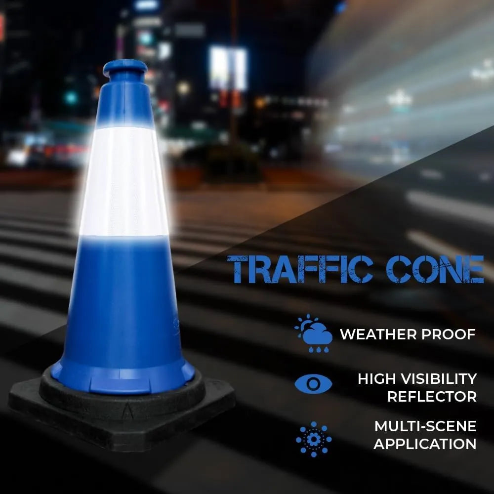 Blue roadway cones