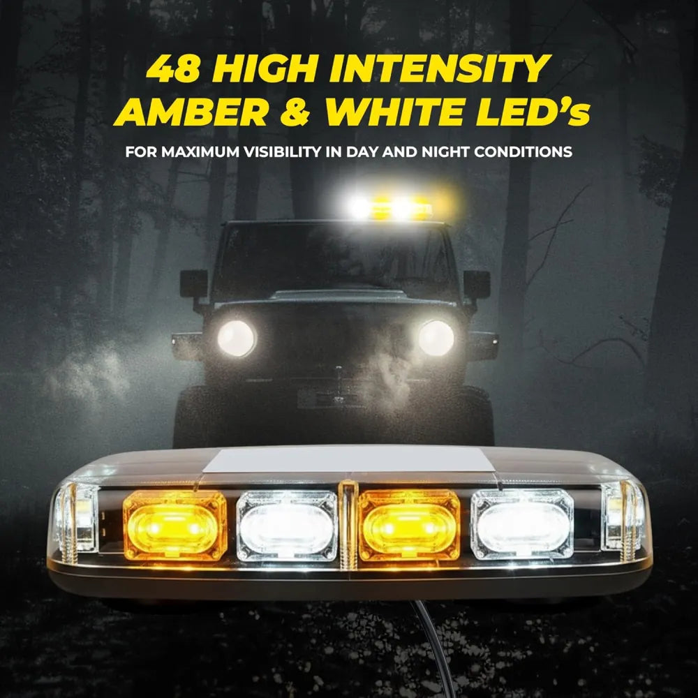 High intensity amber and white LED light bar