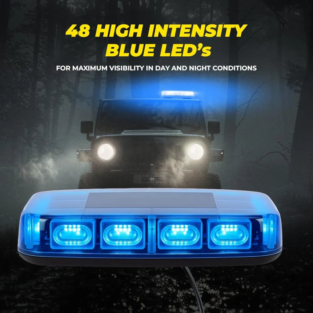 Blue LED light bar with high intensity and visibility