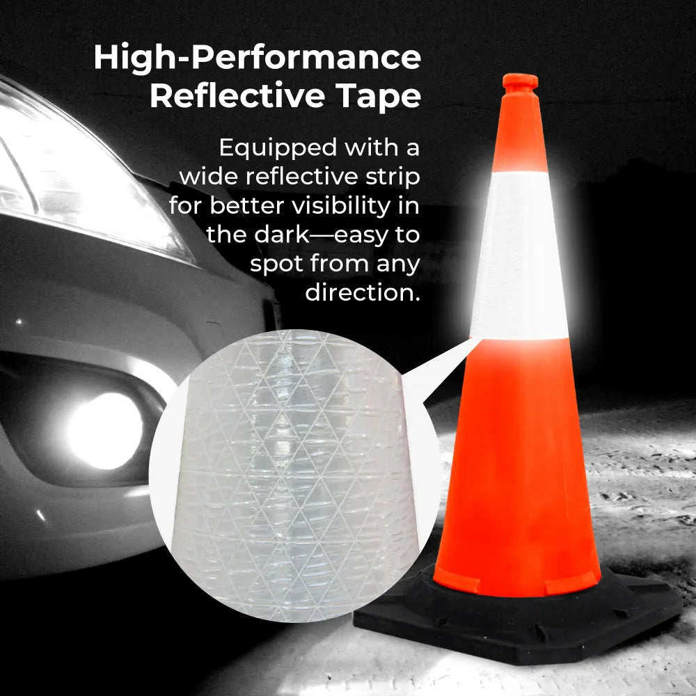 traffic pylon with reflective tape