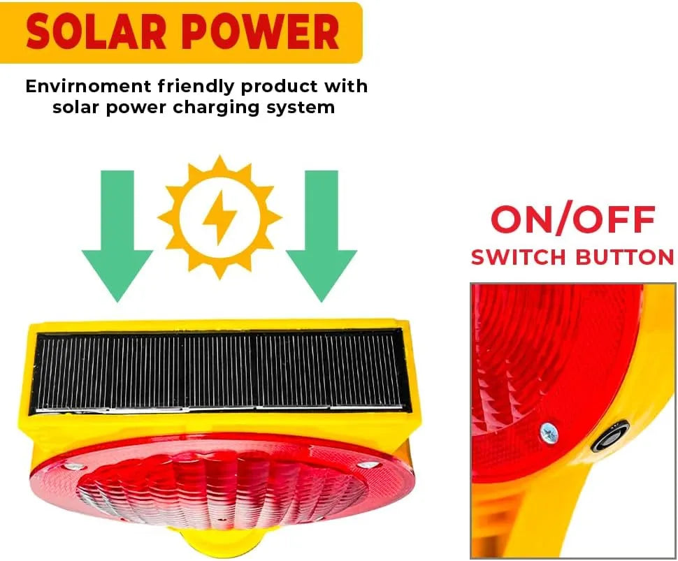 Solar barricade warning light