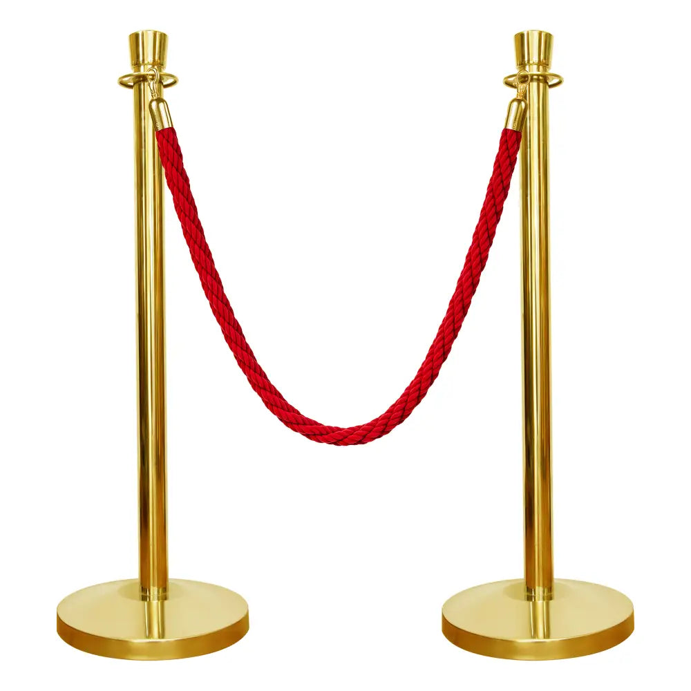 Gold Stanchion Post Set of 2 with Red Rope 1.5M – 100CM Queue Barrier