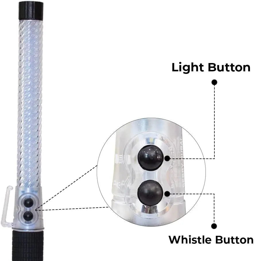 Compact Size Traffic Safety Wand Baton LED Light - Green and Red Color | Rechargeable Battery Safety Baton