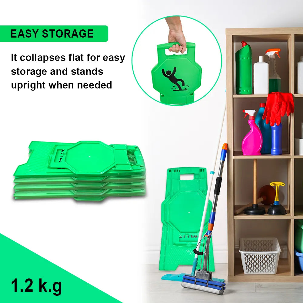 Wet Floor Sign Green Easy Storage