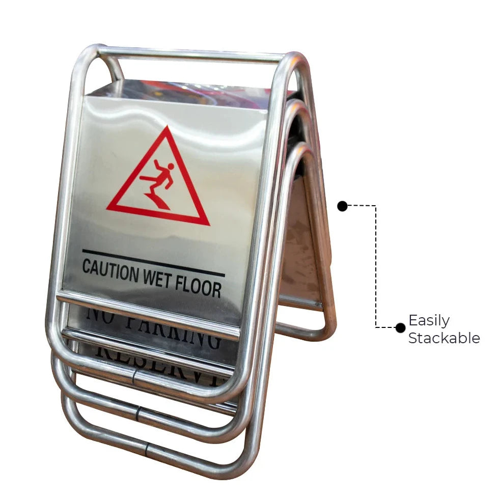 Wet Floor SS Sign Stackable Foldable