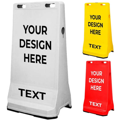 Pavement Sign Road Barrier 90×50CM - Grey | Portable Barrier with Advertising Barges