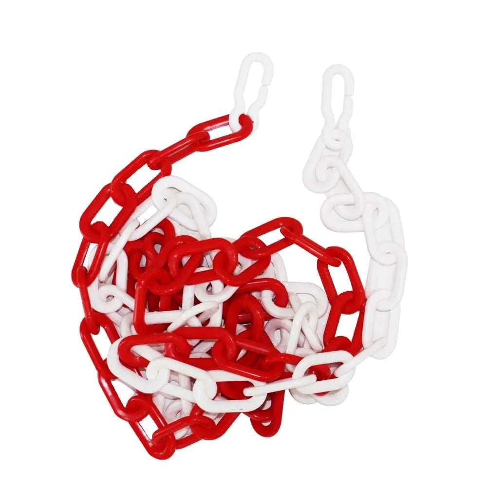 red and white plastic chain